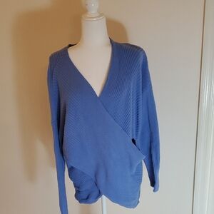 Express blue crossover front Women's Sweater